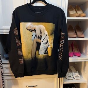 Ariana Grande Black Crew Neck Sweetner world tour sweatshirt